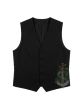 Solid Black Modern Tartan Waistcoat Vest 