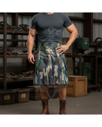 Mens Tactical Woodland Camouflage Utility Kilt