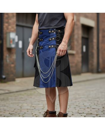 Blue and Black Tactical Utility Kilt With Chains