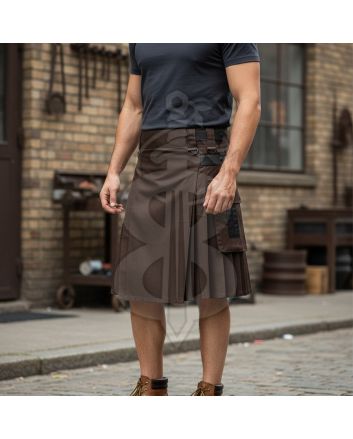 Brown Utility Kilt for Men