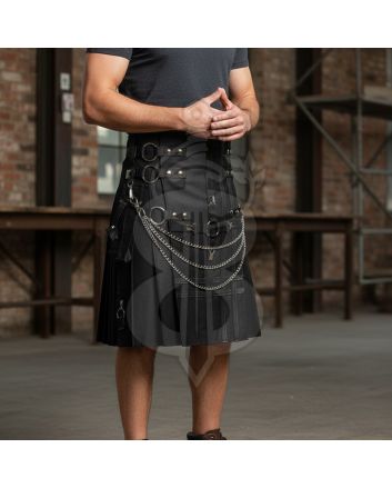 Utility Kilt Cross Gothic Cargo Pockets
