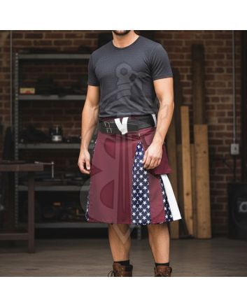 Maroon USA Flag Hybrid Tactical Kilt