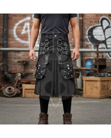 Black Punk Rave Utility Kilt