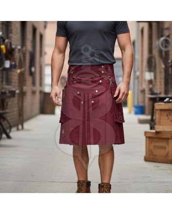 Men's Burgundy Utility Kilt