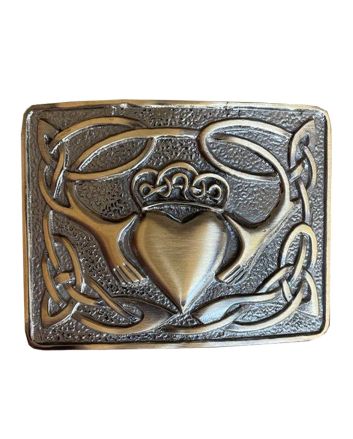Antique Heart Shape Chrome Kilt Buckle