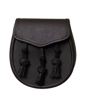 Black Leather Plain Knotted Tassel Sporran 