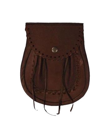 Braided Edge Brown Leather Sporran