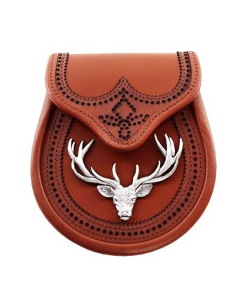 Brown Leather Stag Semi Dress Sporran