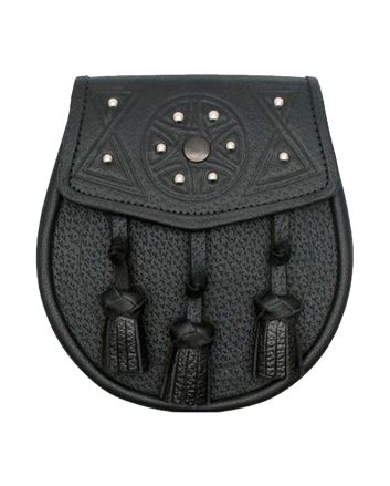 Circular Black Leather Sporran