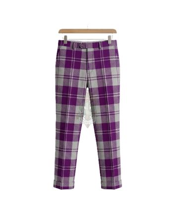Erskine Dress Purple and White Tartan Trousers