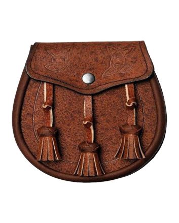 Khaki Twin Swirl Celtic Embossed Leather Sporran