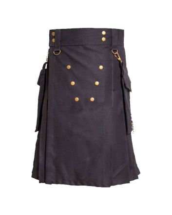 Black Modern Utility Kilt