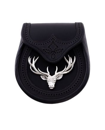 Stag Semi Dress Black Leather Sporran