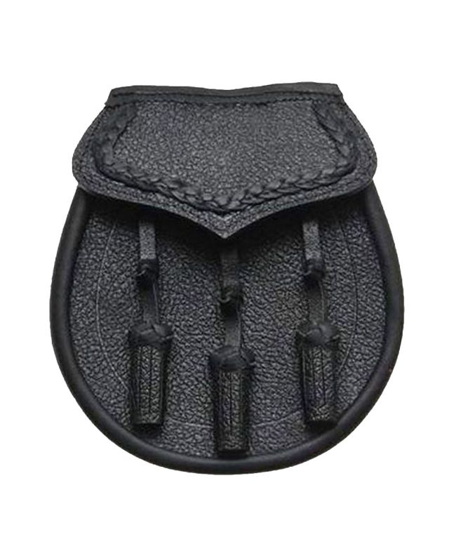 Black Leather Celtic Braid Design Sporran