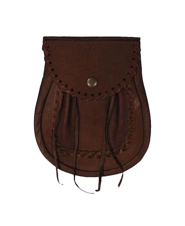 Braided Edge Brown Leather Sporran
