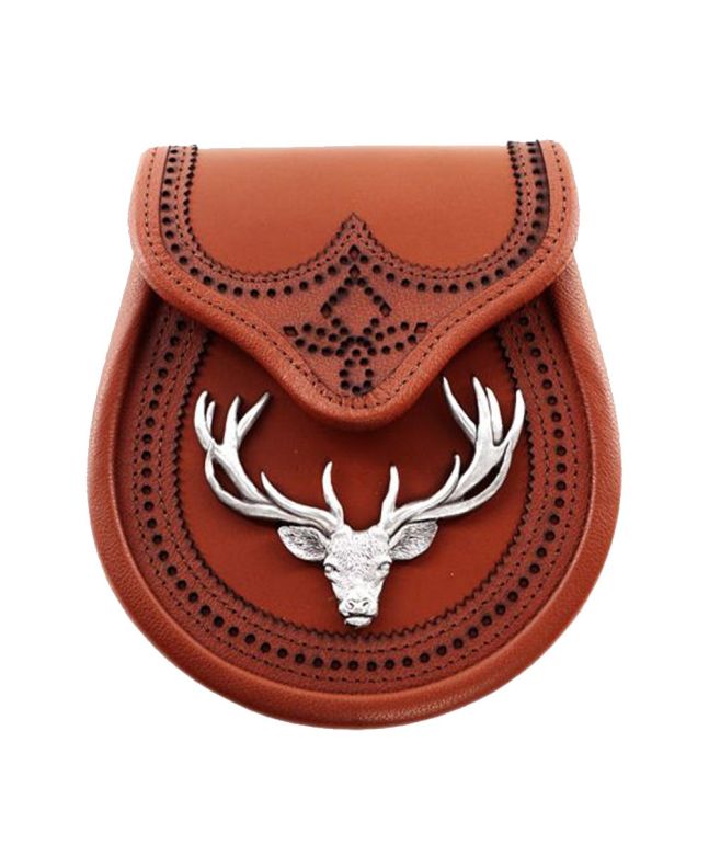 Brown Leather Stag Semi Dress Sporran