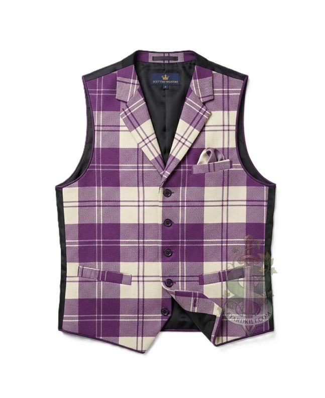 Erikson Dress Purple White Tartan Waistcoat Vest 