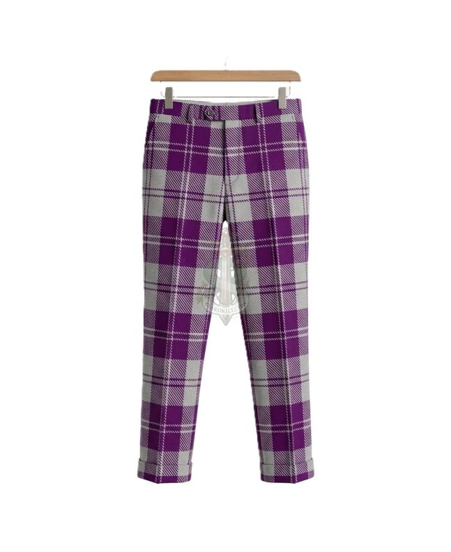 Erskine Dress Purple and White Tartan Trousers