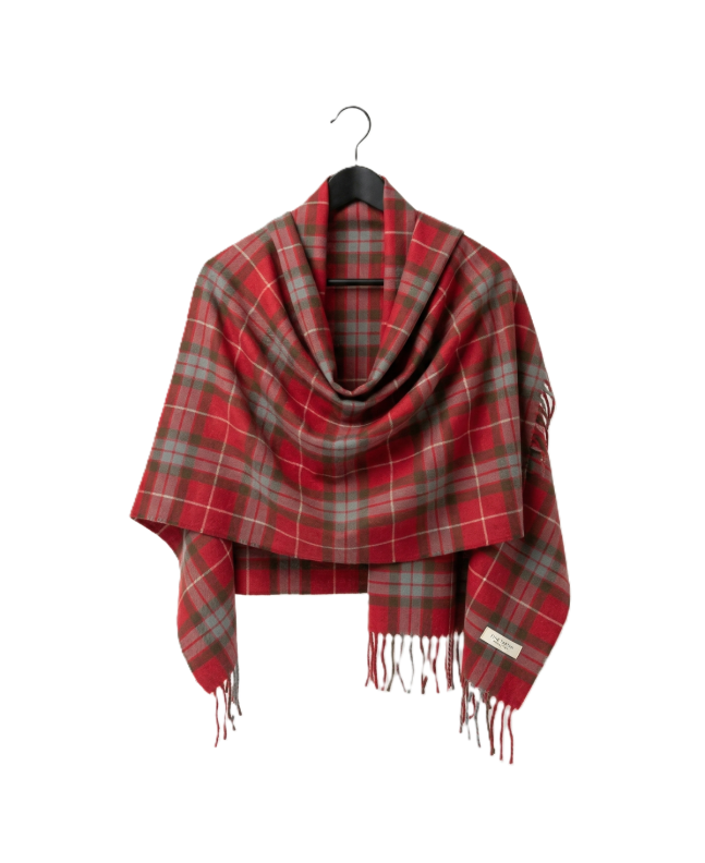 Fraser Red Weathered Tartan Shawl