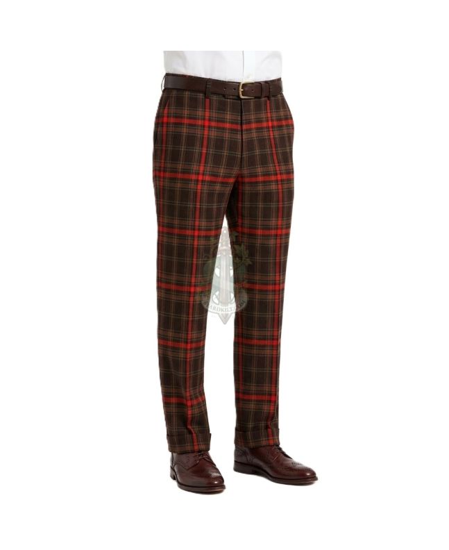 Highland Peat Herringbone Tartan Trousers