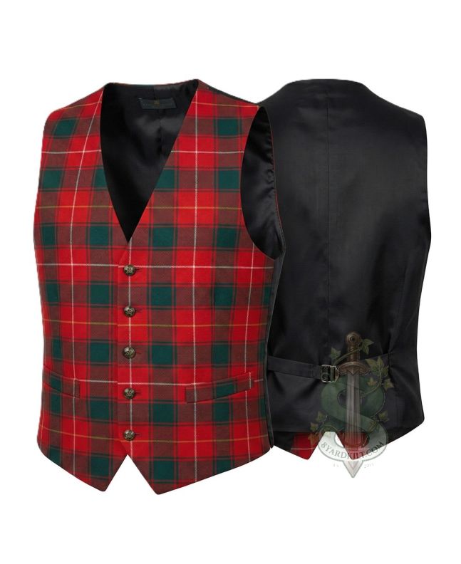 MacPhee Red Modern Tartan Waistcoat Vest 