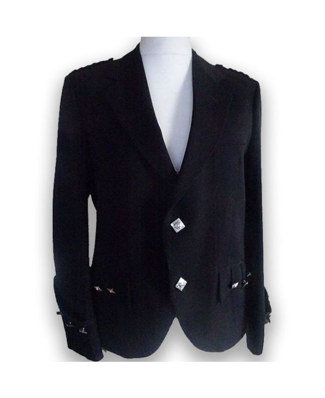 Prince Charlie Black Tartan Kilt Jacket

