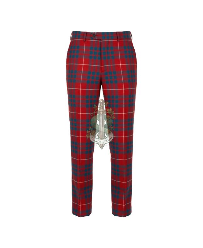 Red Hamilton Modern Tartan Trousers