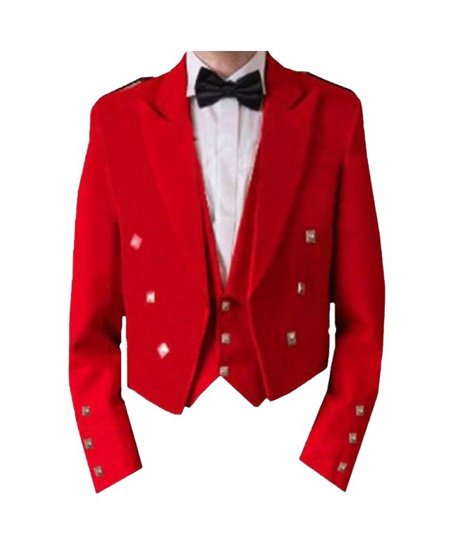 Red Prince Charlie Jacket With Waistcoat