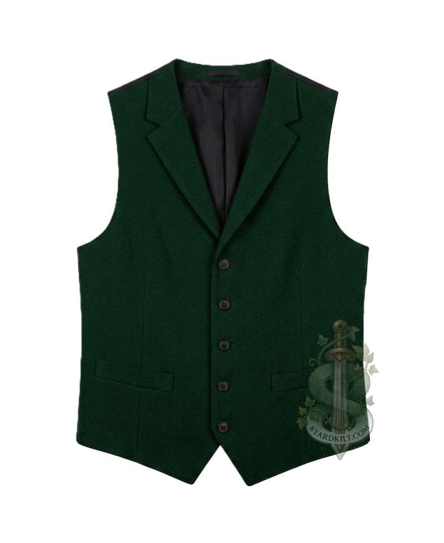Solid Green Modern Tartan Waistcoat Vest 