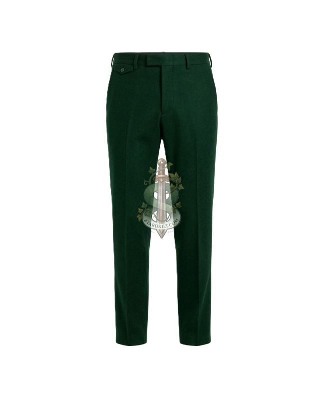 Solid Green Modern Tartan Trousers
