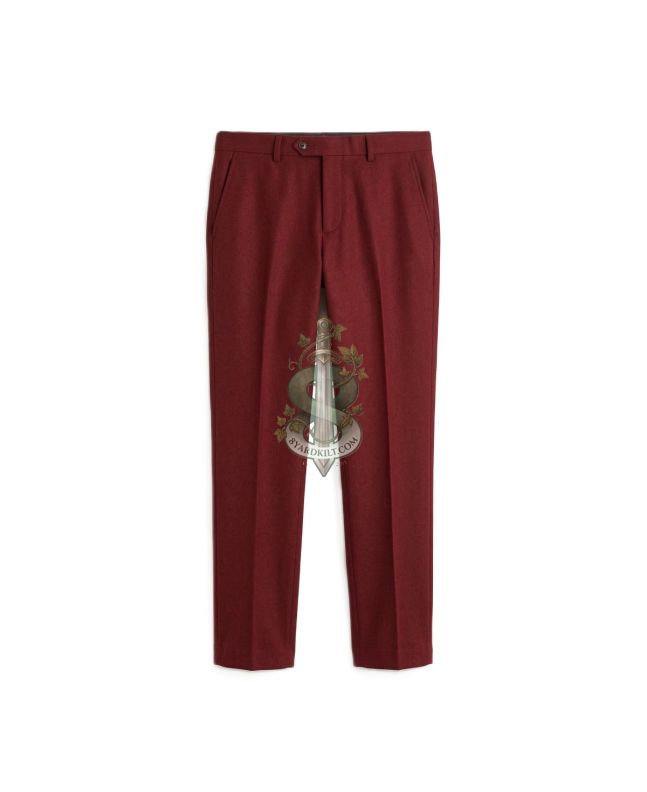 Solid Red Modern Tartan Trousers