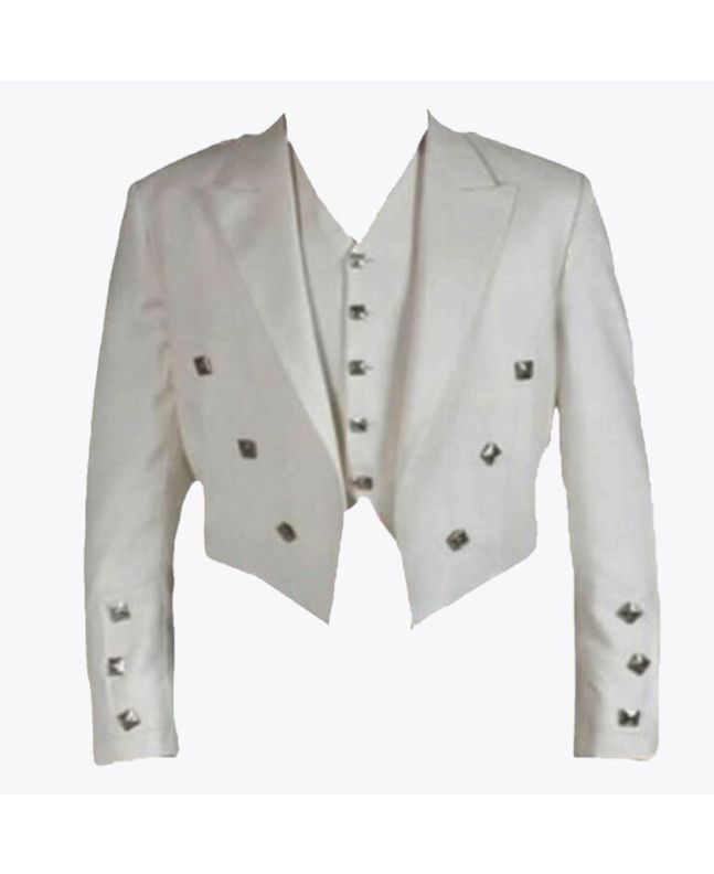 White Prince Charlie Jacket With Waistcoat 